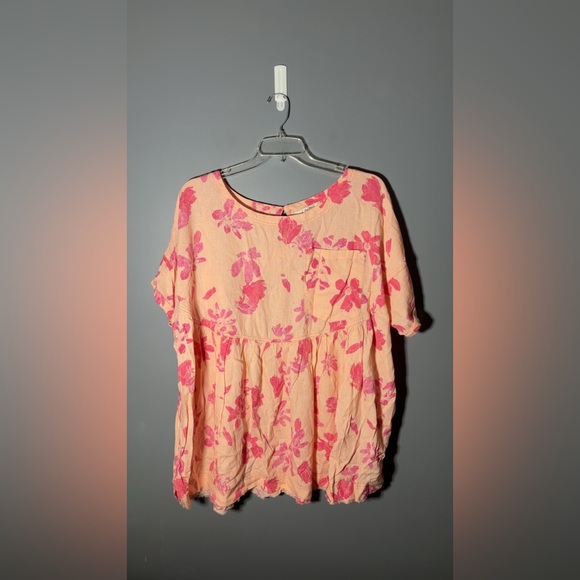 Free People Moon City Linen Blend Floral Top Size XL - Picture 2 of 5